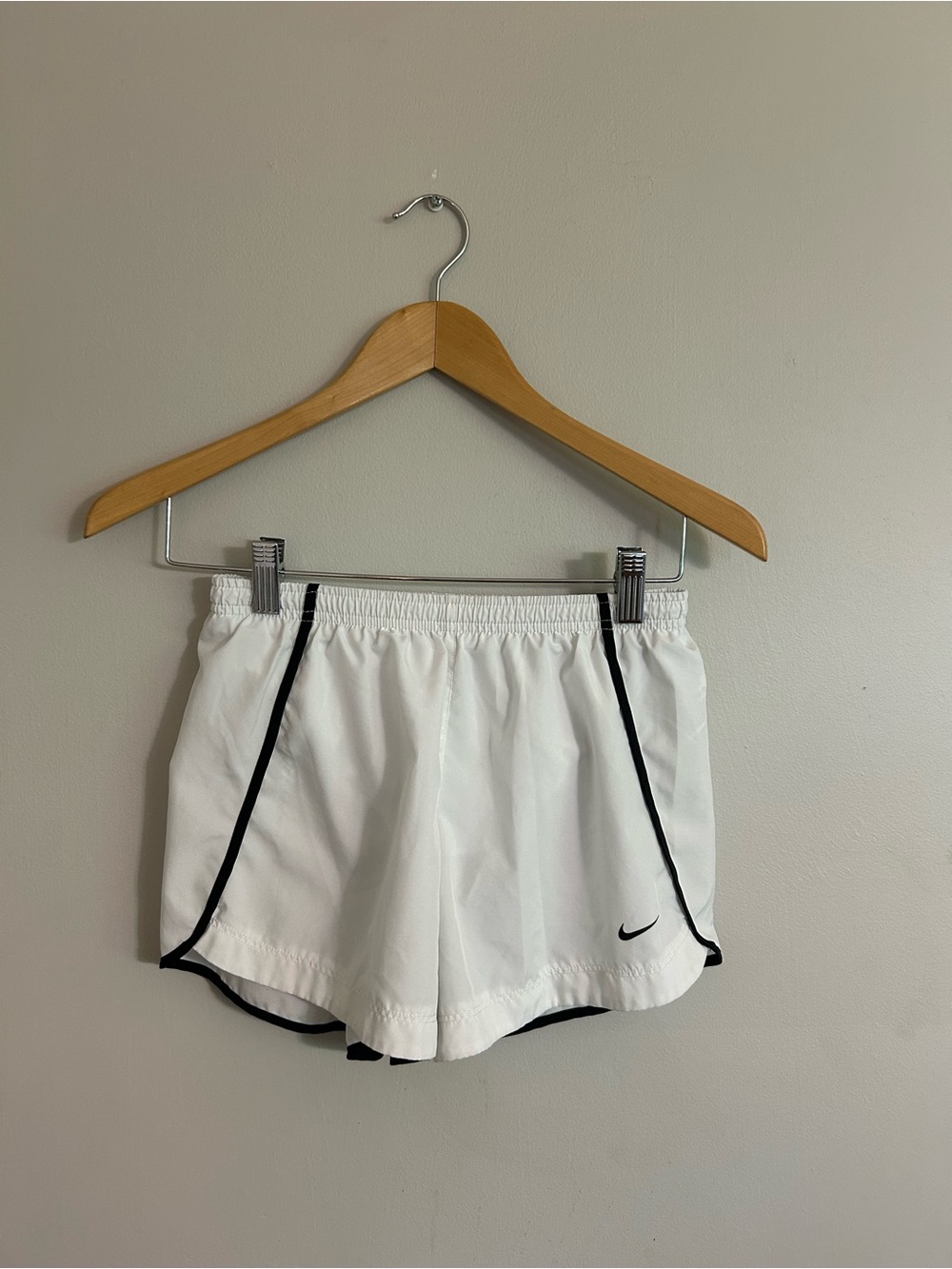 Nike Kids  White Athletic Shorts with Black Piping